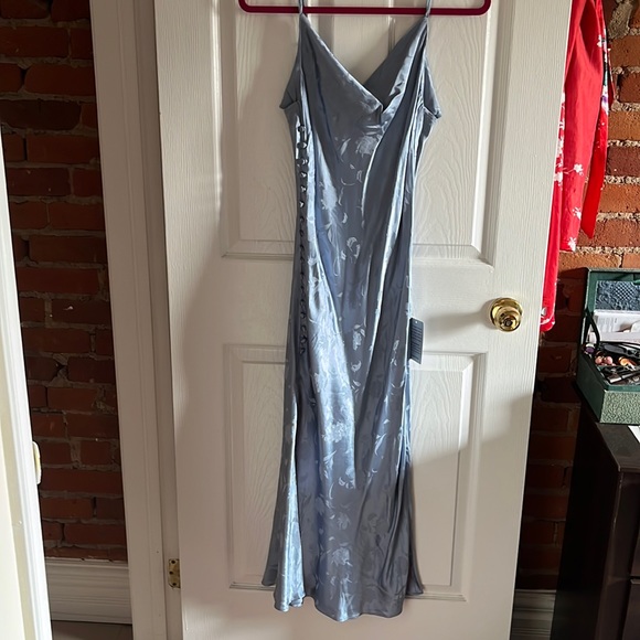 NWT lulus slate blue jacquard slip dress - Picture 1 of 5